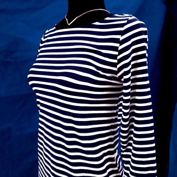 Boatneck Striped Navy & White Dress Fleur Bleue - Picture 5 of 5